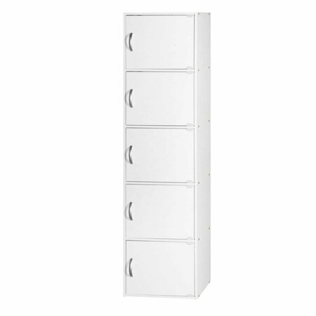 MADE-TO-ORDER 59 x 11.75 x 15.9 in. 5-Shelf & 5-Door Bookcase, White MA2237034